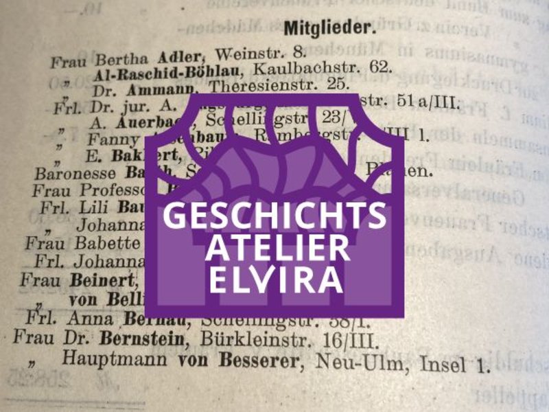 Geschichtsatelier Elvira: Alma Beinert im Bericht über die fünfte Generalversammlung (1899) des Vereins für Fraueninteressen, Mitgliederverzeichnis, S.20