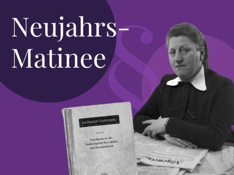 Veranstaltungsbild zur Neujahrs-Matinee: 130 Jahre Verein für Fraueninteressen und 75 Jahre Grundgesetz mit Juristin und Politikerin Elisabeth Selbert im Portrait