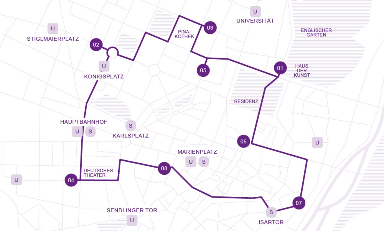 Karte zum Stadtrundgang alle Stationen