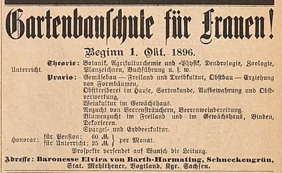 Beiblatt der Fliegenden Blätter mit Nennung von Elvira Ignatia Baronesse von Barth von und zu Harmating