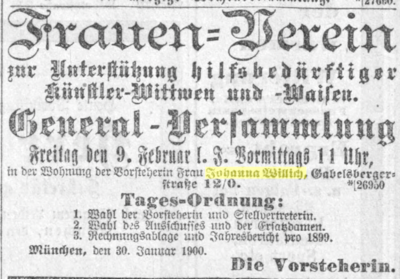 Ausschnitt einer Einladung zur Generalversammlung aus Münchner Neueste Nachrichten